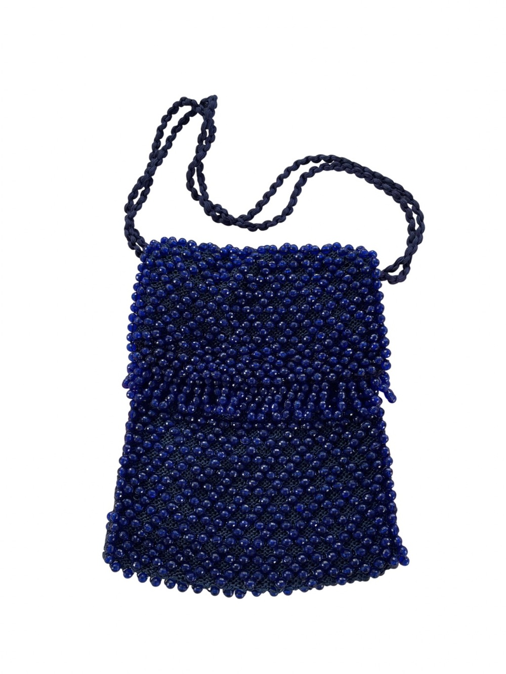 ✨ Rare Vintage Sapphire Blue Popcorn Beaded Pouch Bag – BNWOT ✨